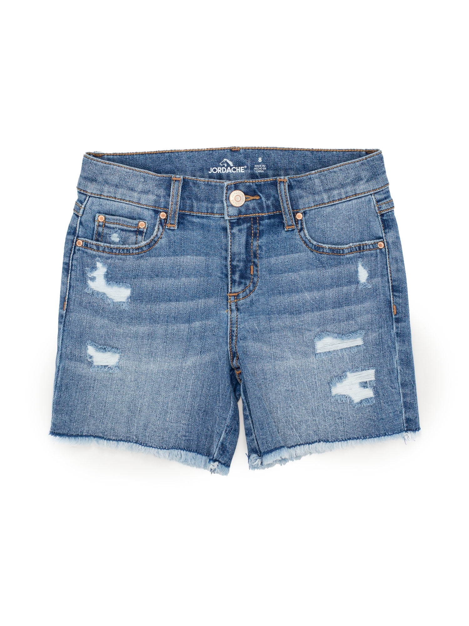 Jordache Girls Destructed 90's Midi Short, Sizes 5-18