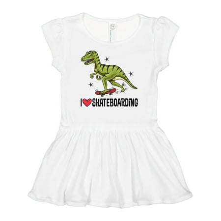

Inktastic Skateboarding Dinosaur Girls Baby Dress