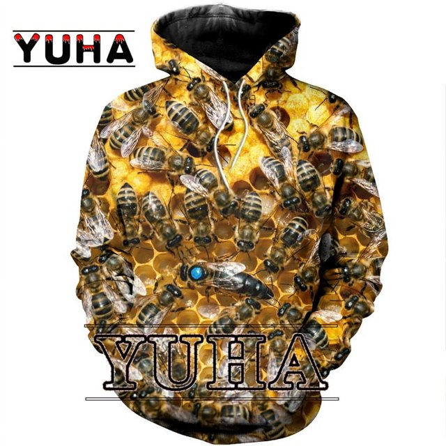 Nouveau Sweat à Capuche/insecte Abeille Imprimé 3D/veste de Rue Décontractée Unisexe