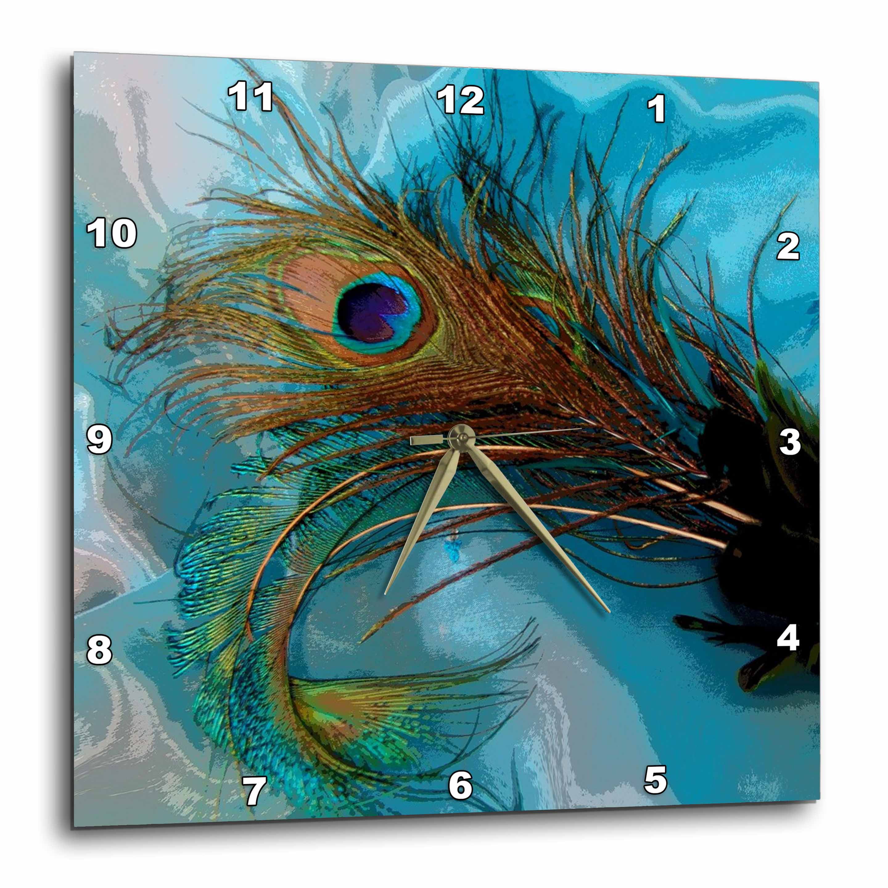 3dRose Abstract Peacock Feather II Wall Clock, 13 by 13inch