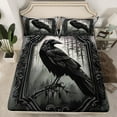 thumbnail image 2 of jejeloiu Wild Crow Twin Sheet Sets,Dark Style Twin Fitted Sheet,Black Raven Flat Sheet For Men Women,Ultra Soft Home Decor,3-Piece, 2 of 7