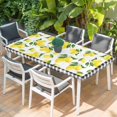 thumbnail image 2 of Yellow Lemon Table Cloths for 3 Foot Rectangle Tables, Summer Botanical Black Plaid Farmhouse Patio Waterproof Elastic Fitted Tablecloths, Washable Rectangular Table Cover for Camping, 2 of 8
