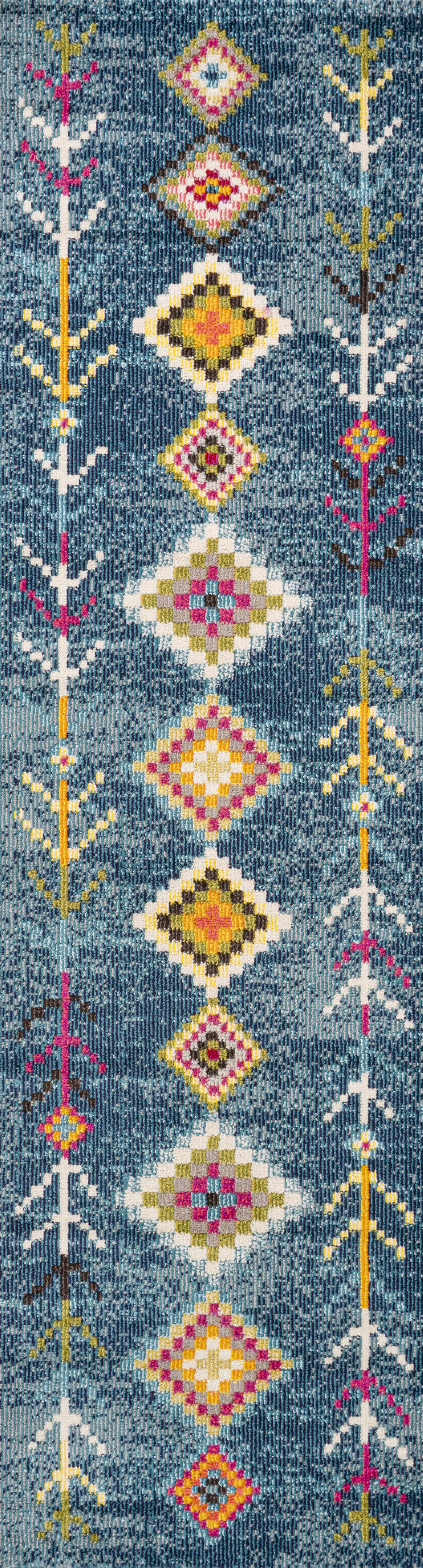 JONATHAN Y MOROCCAN HYPE 2 x 8 Runner Rug, Tribal Love Geometric - Dark Blue/Multi, MOH105A-28