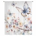 thumbnail image 2 of Spring Flowers Sheer Curtains 54 Inches Long, Watercolor Botanical Floral Butterfly Light Filering Curtains, Breathable Simi Curtain Privacy Drapes for Kitchen Bathroom Small Window Treatment, 2 of 9