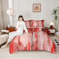 thumbnail image 4 of Manfei Red Pink Ombre King Size Comforter Sets for Girls, Watercolor Oil Painting Bedding Comforter Set, Abstract Gradient Art Bedding Set, Ultra Soft Bedroom Decor, Reversible 3-Piece, 4 of 8