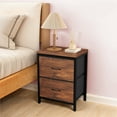 thumbnail image 2 of Nightstand, Set of 2 Bedside Table with 2 Storage Drawers, Wooden Top Fabric Cabinet Kids Mini Dresser for Bedroom, Closet, Entryway, College Dorm, Rust Brown, 2 of 7