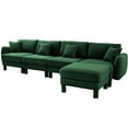 thumbnail image 6 of JERFIT Modern Boucle Fabric L-Shape Sectional Sofa with Ottoman, 4-Seater Convertible Couch, Green Polyester Upholstery for Living Room, 6 of 8