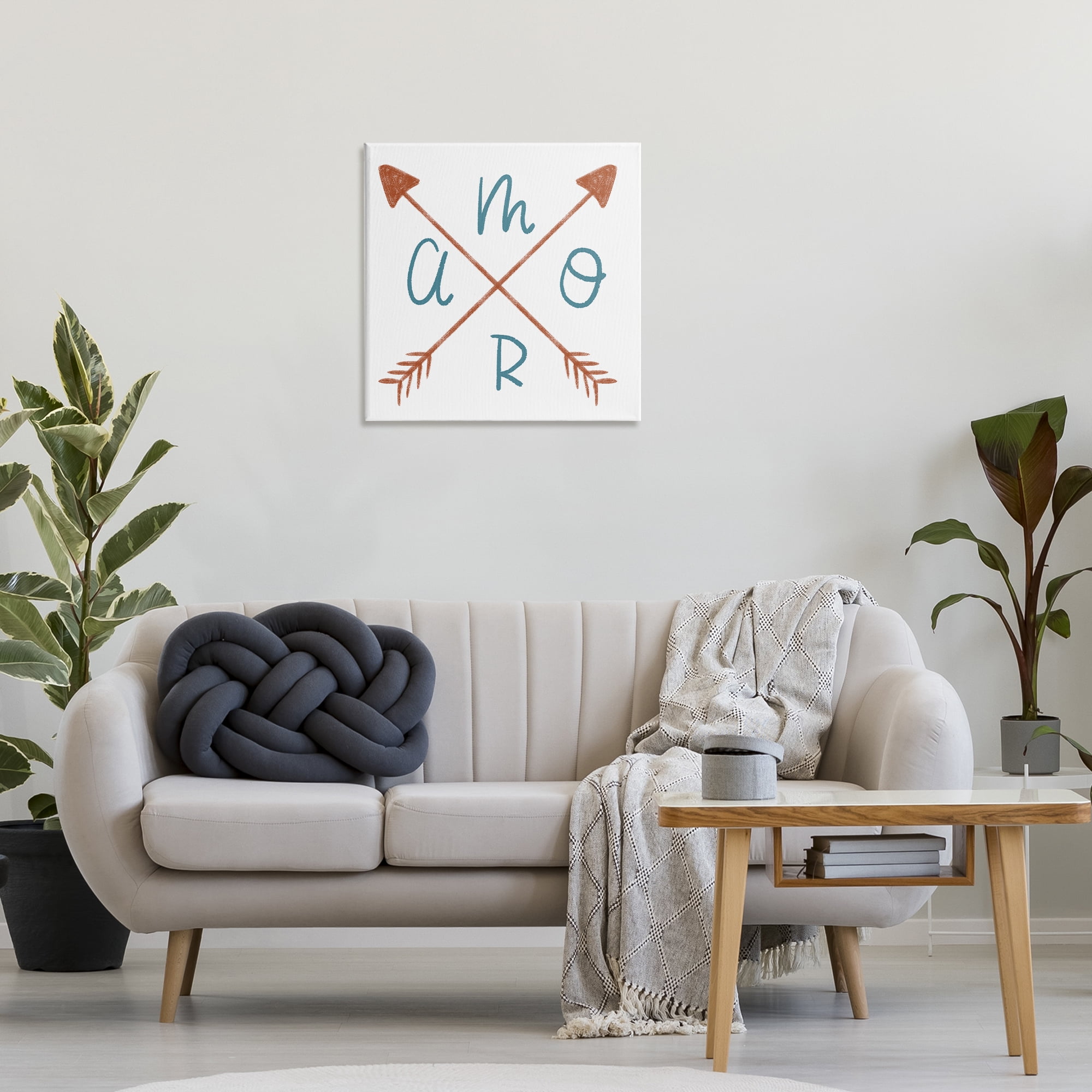 Stupell Industries Amor con Flechas Cruzadas Typography and Symbols Painting Wrapped Canvas Art Print Wall Art, 24 x 24