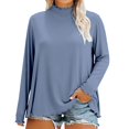 thumbnail image 3 of Women's Plus Size Long Sleeve Mock Neck Base Tee Top Trim Casual Lightweight Inner Wear Soft Shirt, 3 of 5