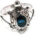 thumbnail image 3 of Natural Abalone Shell Gemstone, 925 Sterling Silver Turtle Designer Finger Ring for Women, Unique Style Fashion Party Gift Modern Ring Jewelry By Artisans, Size T1/2, 3 of 6