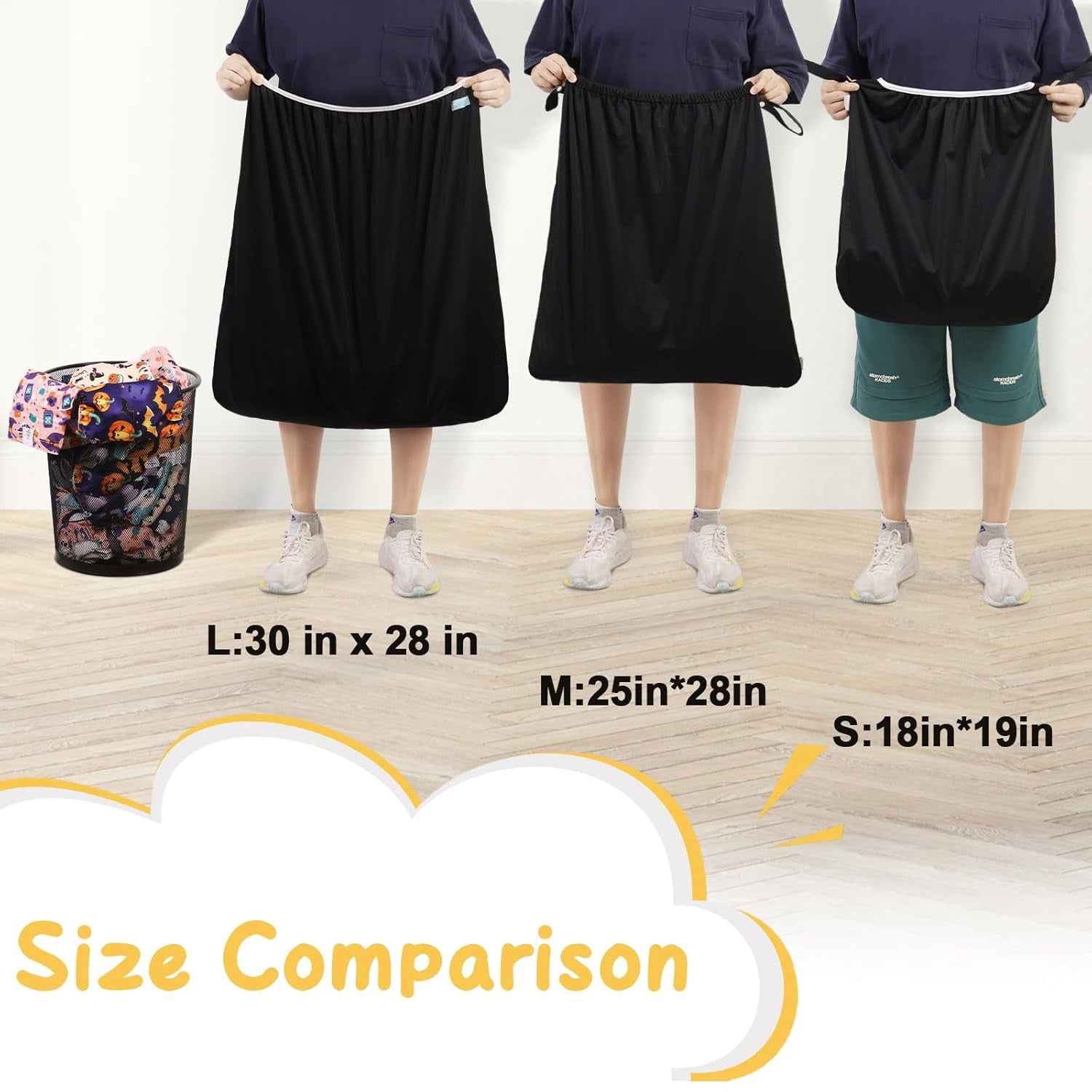 BABY Reusable Diaper Pail Liner for Cloth Diaper,Rubbish Bag,Laundry,Kitchen Garbage Cans (Black Grey, Small Size：5 Gallon) LLS-B2629
