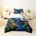 thumbnail image 4 of jejeloiu Watercolor Underwater World Twin Comforter Sets,Tropical Fish Coral Bedding Set For Boys,Blue Multicolor,2pcs,1 Comforter and 1 Pillowcase, 4 of 7