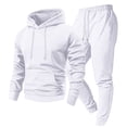 thumbnail image 4 of CCRFTGI Men's Sweatsuit 2 Pieces Set Hoodie Sweatshirt & Sweatpants Set Casual Jogging Suits for Men White S, 4 of 6