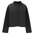 thumbnail image 6 of ClodeEU Women's Short Plush Buttoned Jacket,Long Sleeve Cropped Blazers Tops ,Fall Solid Color Jacket Black,Womens Plus XL, 6 of 6