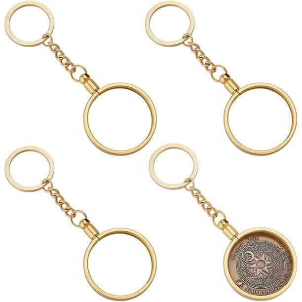 Llavero porta monedas de aleación con medallones redondos. Anillo para monedas. Exhibidor de colección de medallones AA.
