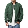 thumbnail image 3 of Men Bomber Jacket Long Sleeve Full Zip Casual Coat Stand Collar Outwear With Pockets, 3 of 5