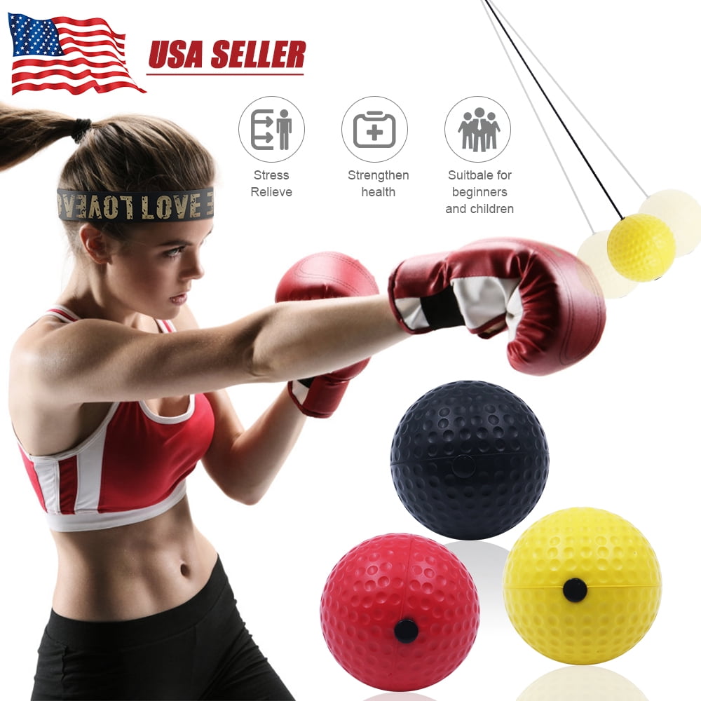 EVERMARKET Fight Ball Hand Eye Coordination Boxing Training Equipment Two Level Punching Reflex Balls Silicone Sport Headband for Adults Kids 