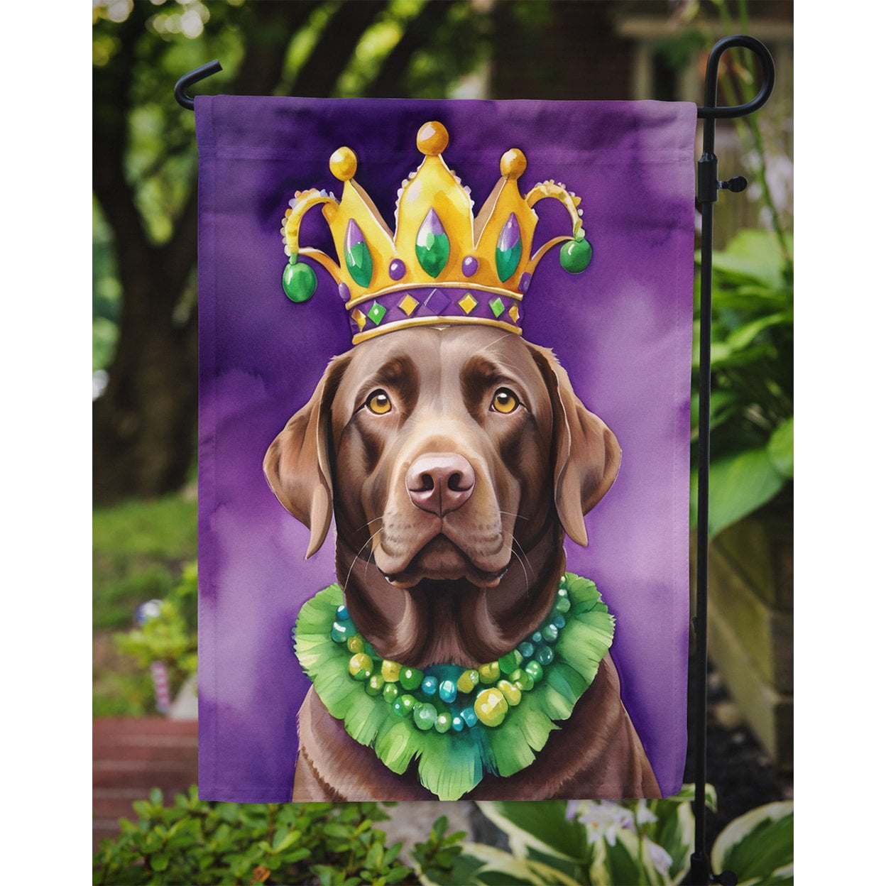 Labrador Retriever King of Mardi Gras Garden Flag 11.25 in x 15.5 in