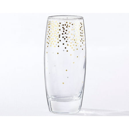 Stemless Flute Glass - Kate Aspen 27125GD 12 oz Gold Confetti Stemless Champagne Glass - Set of 4