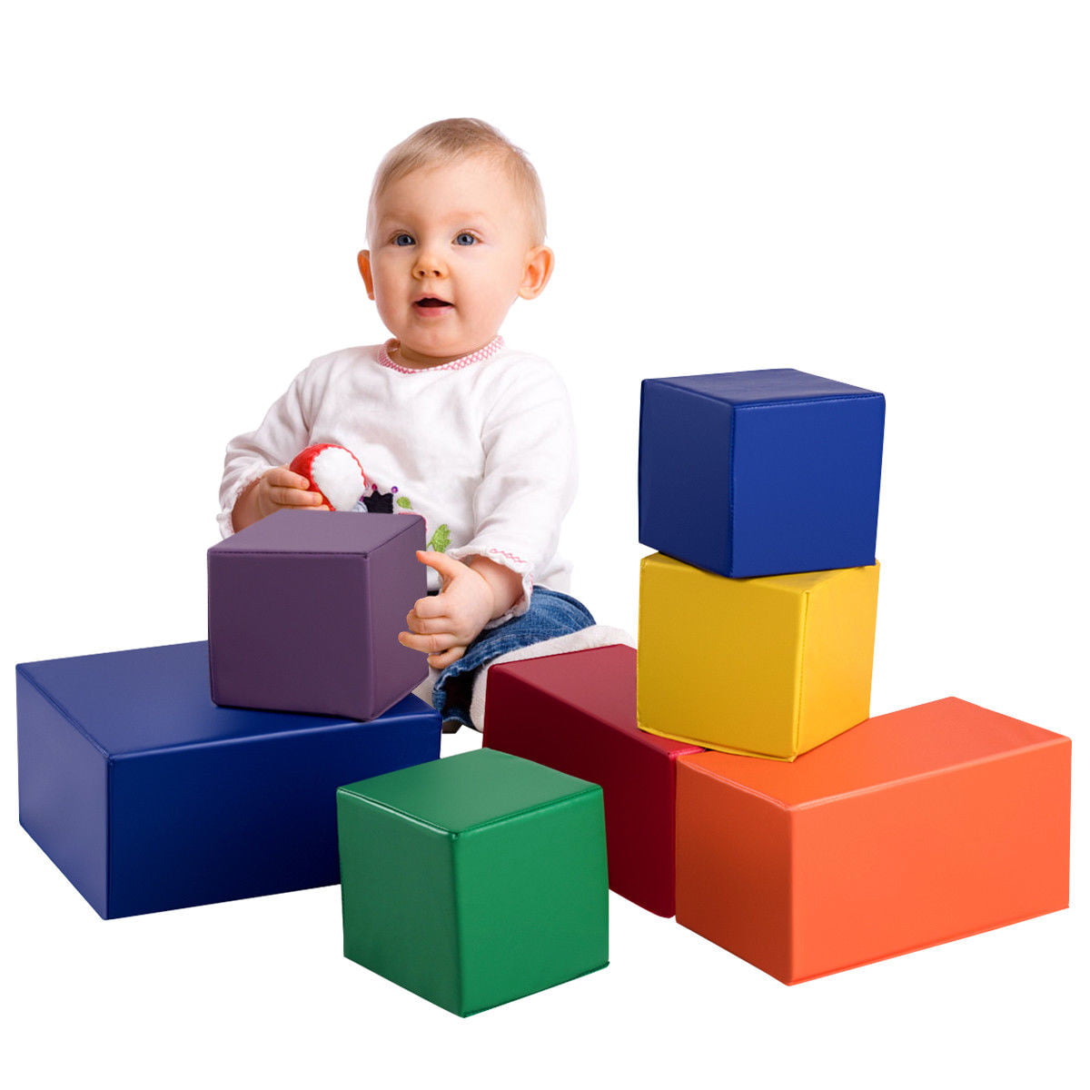 7-Piece Set PU Foam Big Building Blocks Colorful Soft Blocks Play Set For Kids 