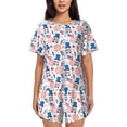 thumbnail image 1 of Balery American Gnomes Conjunto de Pijama para Mujer con Estampado, Dos Piezas de Manga Corta y Shorts, Ropa de Dormir Suave con Cuello Redondo y Bolsillos-Small, 1 of 6
