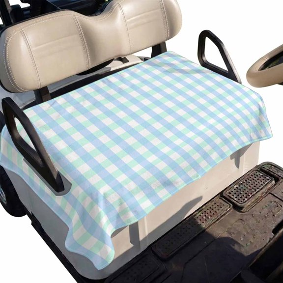 Golf Cart Seat Cover Buffalo Plaid Blue Club Car Golf Cart Seat Covers Soft Absorbent Golfcart Towel Blanket Classic Checked Golf Seat Covers for Cart Decor Fits 2 & 4 Passenger 51"x31"