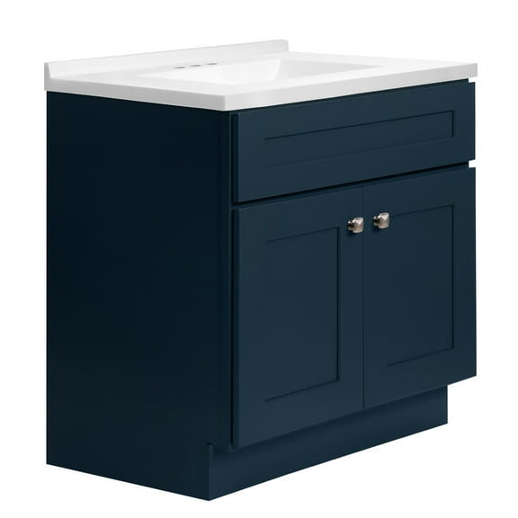 Brookings Bath Vanity Fully Assembled 31x22 - Sherwin Williams® Dark Night Base and Camilla II Top