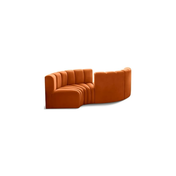 Meridian Furniture Arc Cognac Velvet Modular Sectional