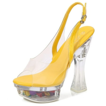 

Women s 14cm Heel Clear Platform Sandals with Flower Dance Show 10365 Series 14 Cm Heel 4 Cm Platform LFD