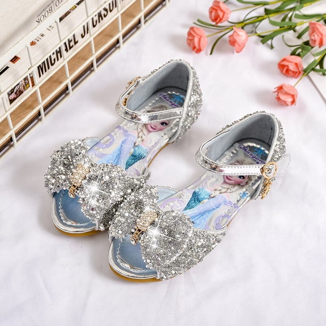 Sandalias de niñas de Disney, nueva moda, zapatos de princesa bailando, zapatos de verano para niños, niñas, elsa, princesa congelada, zapatos de 33-plantilla de 21 cm Gao Jinjia LED