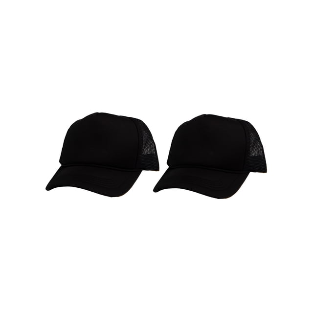 Top Headwear Men's Blank Rope Trucker Foam Mesh Plain Black
