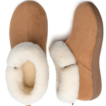 RockDove Women's Plush Faux Fur Collar Bootie Slipper