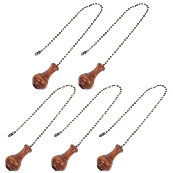PAMINGONO 5-Pack Wooden Fan Pull Chain Extenders for Ceiling Fans and Light Fixtures with Stylish Design
