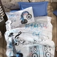 thumbnail image 3 of SUSSEXHOME Blue Guitar Cotton Duvet Cover Set, Twin Size Duvet Cover, 1 Duvet Cover, 1 Fitted Sheet and 2 Pillowcases, Iron Safe, Hypoallergenic, Breathable , Machine Washable, Child Room, 3 of 4