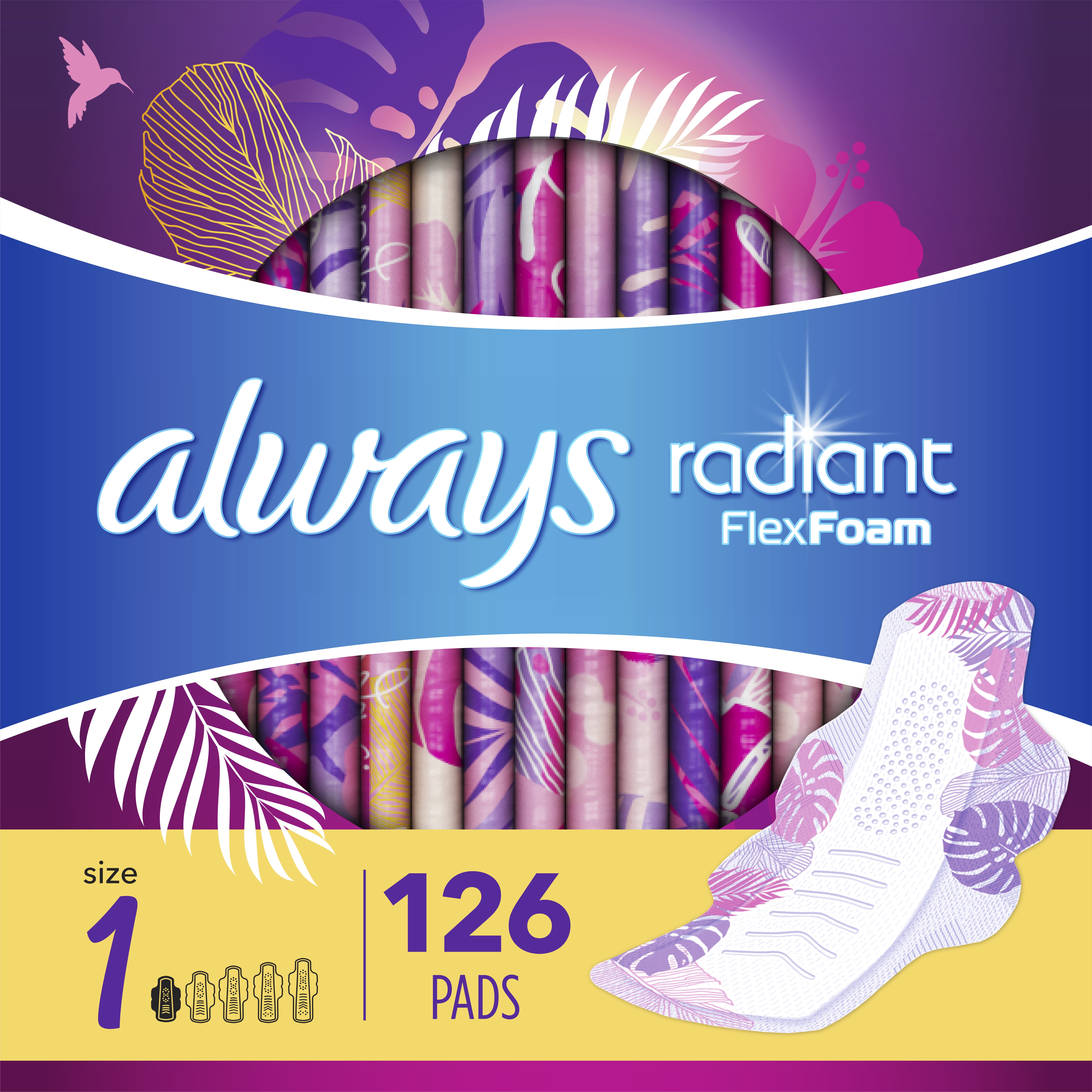 Always Radiant Regular Flow Pads, Light Clean Scent, Size 1, 126 Ct