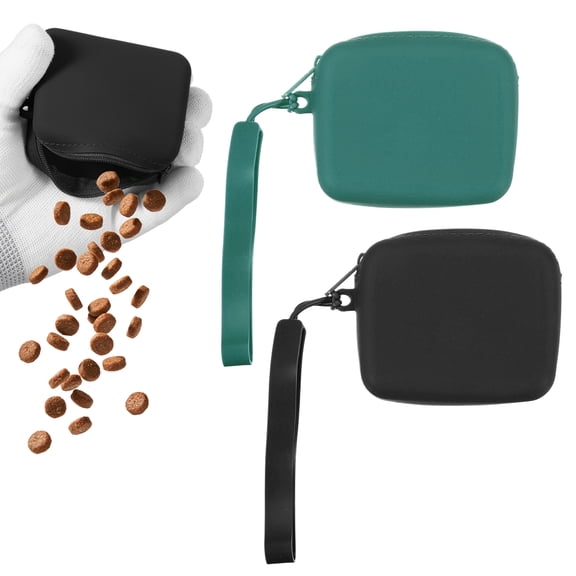 Uxcell Dog Treat Pouch for Training, Silicone Treat Pouches Portable Dog Bag with Zipper Pocket Size (Dark green, black, 2 Pcs), Intended for Pet Training / Walking / Travel