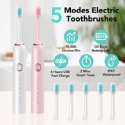 Electric Toothbrush for Adults, One Charge for 30 Days, with 5 Brush Heads, 5 Modes with 2 Minutes Build in Smart Timer