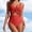 Red, variant on HOMBOM Womens Cutout Swimsuit Ruffle Swimwear One Piece Hot Pink Solid Tummy Control Bathing Suit for Women High Cut