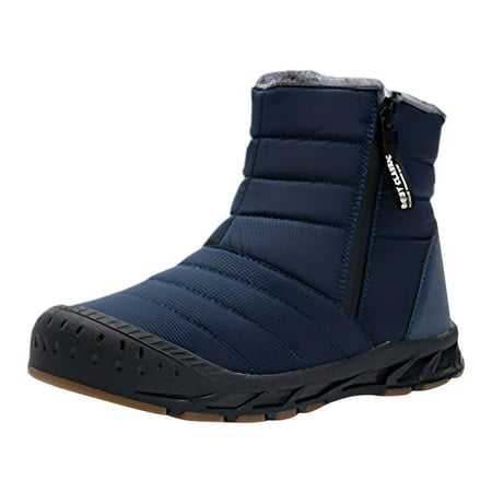

Ketyyh-chn99 Mens Snow Boots Men S Running Shoes Mens Snow Boots Waterproof Winter Boots for Men Lined Warm Ankle Boots Zipper Closure Slip on Outdoor Boot Blue 10.5