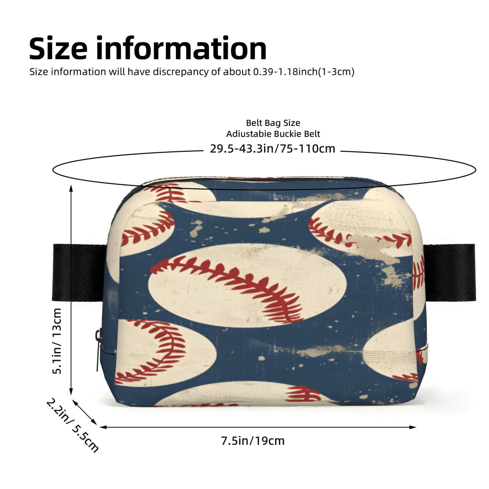Unisex Square Waist Bag Stylish Backpack For Hiking Running Fitness Workouts Shopping And Travel Vintage Baseball Theme