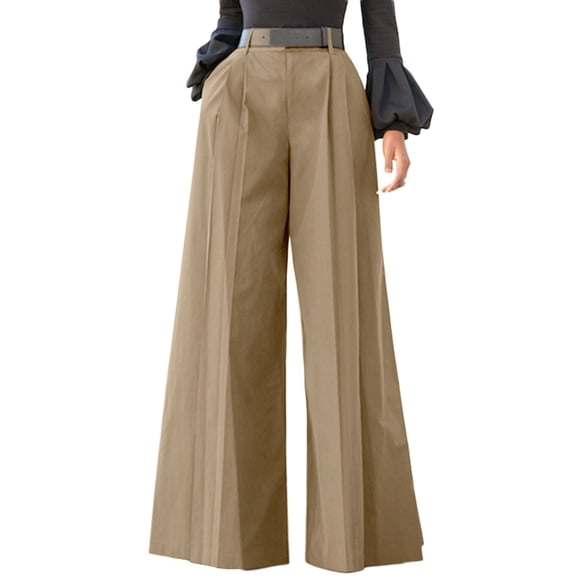 VONDA Women's High Waist Wide Leg Long Straight Pants Trousers