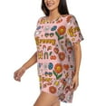thumbnail image 2 of Wukai Retro 70s Hippie Women's Pajama Set,Short-Sleeve Top and Shorts with Elastic Waistband and Pockets for Loungewear, Yoga, and Casual Wear-Medium, 2 of 8