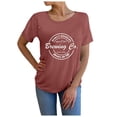 thumbnail image 4 of T Shirts For Women Womens Tops Round Neck Belt Zipper Letter Printed Loose Casual Short Sleeved Shirt, 4 of 5