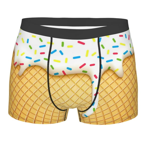 Naloa White Ice Cream Print Mens Underwear - Boxers for Men, Classic Briefs for Men