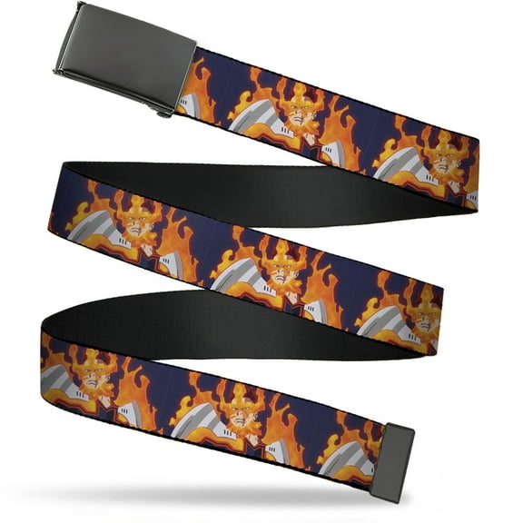 Adjustable Belt, Clamp Buckle, Cut-to-Fit, My Hero Academia Flame Hero Endeavor Pose Blue