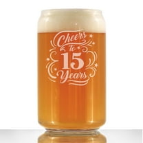 Bevvee Beer Can Pint Glass 16 oz Cheers 15 Years Gifts for Beer Lovers Beer Glasses