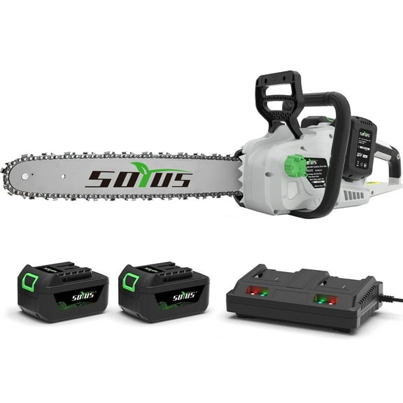SOYUS 16-Inch Brushless Cordless Chainsaw, 40V Battery Operated with Automatic Chain Oiler 2x4.0Ah Batteries Included