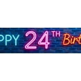 thumbnail image 4 of Neon Style Happy 24th Birthday Banner Backdrop Background Party Decoration Photography Props Birthday Party Supplies Photo Booth Decorations, 4 of 7