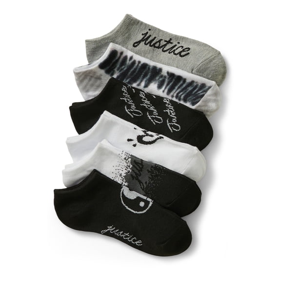 Justice Girls No Show Socks, 6-Pack, Sizes M-L
