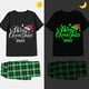 thumbnail image 3 of Pijamas familiares a juego de Navidad, conjunto de pijamas de manga corta con eslogan de sombrero de Navidad brillante luminoso, negro, 2023, 3 of 3